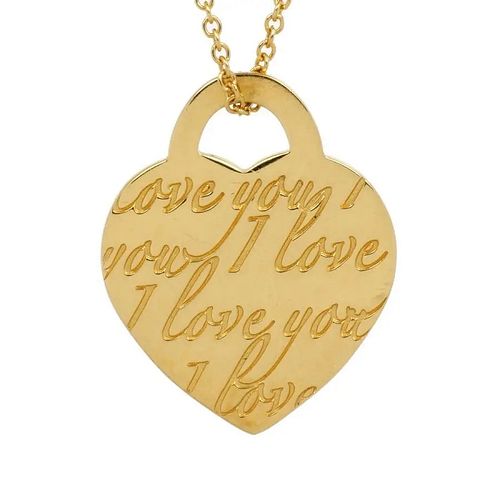 TIFFANY & CO. NOTES HEART TAG I LOVE YOU 18K YELLOW GOLD NECKLACE