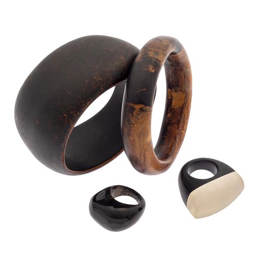 Collection of Wood, Horn, Resin Jewelry Items