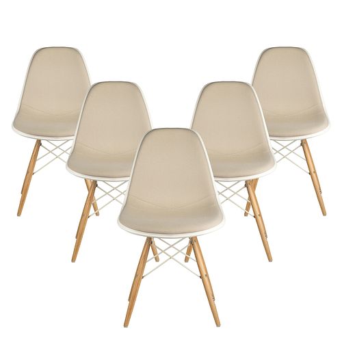 Five Eames Upholstered Side Chairs