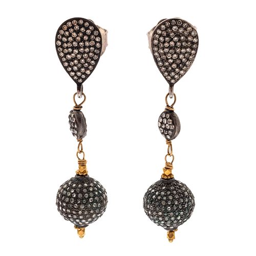 Pair of Diamond, Gold Earrings, Bess Nathan-Rice