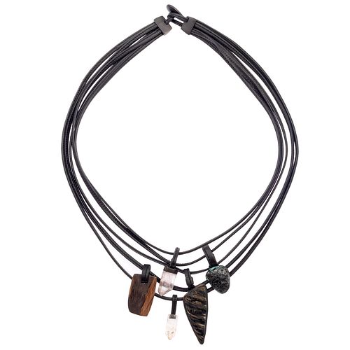 Multi-Drop, Leather Necklace, Gerda Lyngaard for Monies