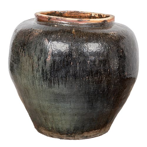Asian Ceramic Glazed Floor Urn