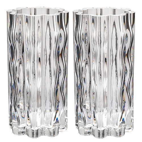 Pair Orrefors Contemporary Glass Vases