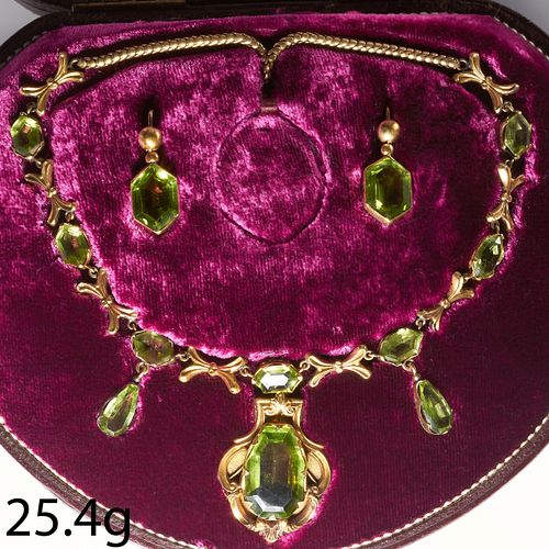 VICTORIAN PERIDOT NECKLACE AND EARRINGS SUITE