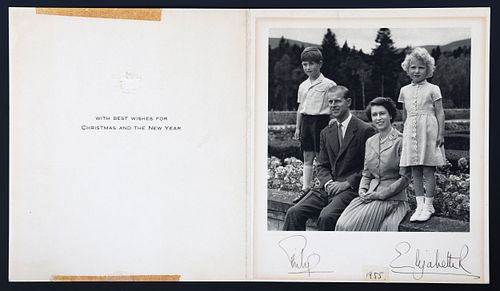 1955 QUEEN ELIZABETH II & PRINCE PHILIP CHRISTMAS CARDS