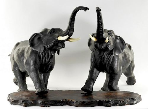 LARGE PR Japanese Meiji Period Bronze Elephants