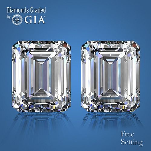 10.02 carat diamond pair, Emerald cut Diamonds GIA Graded 1) 5.01 ct, Color G, VVS2 2) 5.01 ct, Color F, VS1. Appraised Value: $1,239,900 