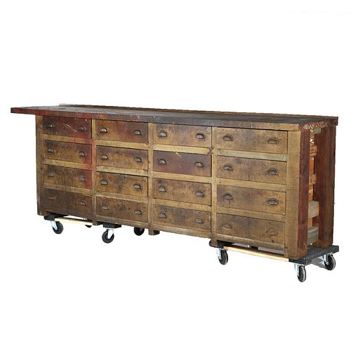 Antique Country Store 16-Drawer Tool Bench C1930
