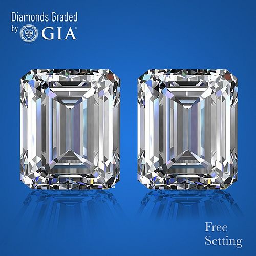 10.02 carat diamond pair, Emerald cut Diamonds GIA Graded 1) 5.01 ct, Color F, VVS2 2) 5.01 ct, Color F, VS1. Appraised Value: $1,327,600 