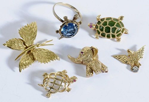 Six Pieces Gold Animal Themed Jewelry