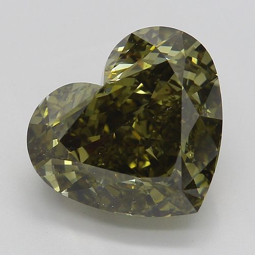 3.11 ct, Natural Fancy Dark Brown Greenish Yellow Even Color, SI1, Heart cut Diamond (GIA Graded), Appraised Value: $77,100 