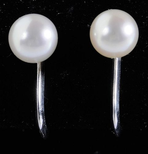 Silver Mikimoto Pearl Earclips