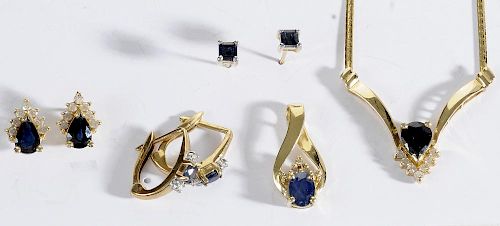 Group of Gold, Sapphire & Diamond Jewelry
