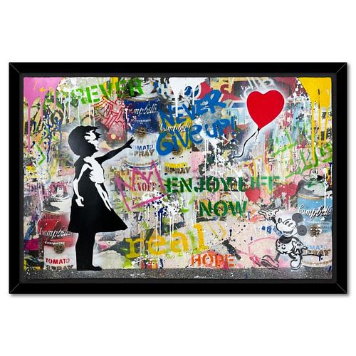 Mr. Brainwash, "Ballon Girl" Framed Mixed Media Original, Hand Signed with Certificate of Authenticity.