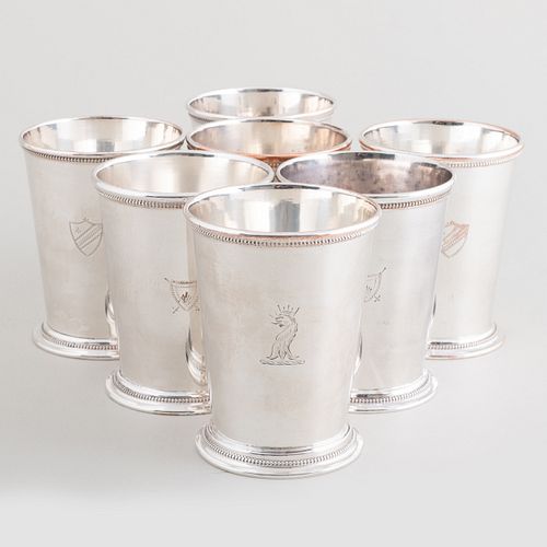 Seven English Silver Plate Julep Cups