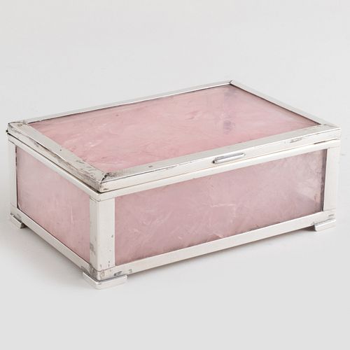 Silver Mounted Quartz Table Box