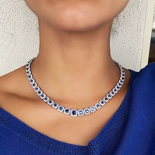 18k Sapphire & Diamond Necklace