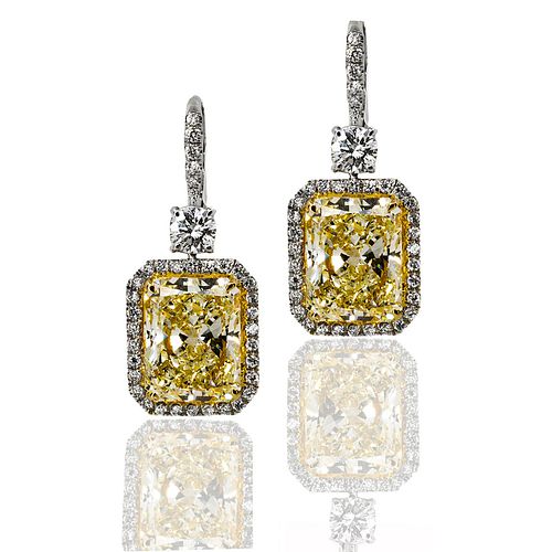 18k 10.36 Carat Yellow Diamond Earrings