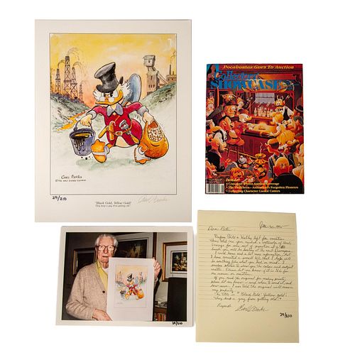 4pc Carl Barks Uncle Scrooge Lithograph, Black Gold, Yellow Gold, Signed