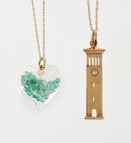 Two 14K Necklaces and Charm Pendants