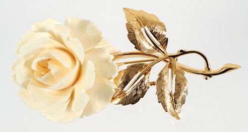 Marcel Boucher Gold Plated Rose Brooch Pin