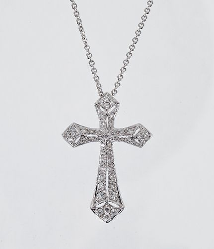 Gregg Ruth 18K Diamond Cross Pendant Necklace