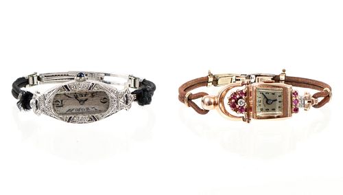 Two Vintage Watches Platinum and Gold