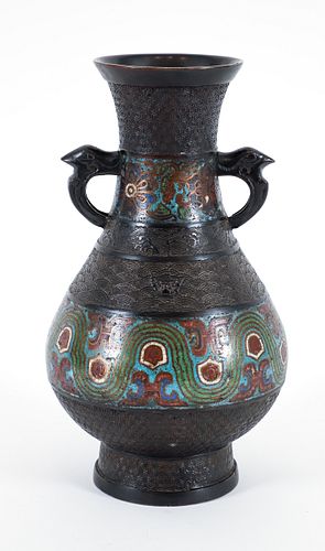 Chinese Cloisonne Vase with Batwing Motifs