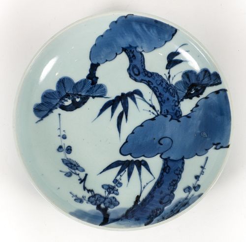 Japanese Blue and White Porcelain Charger with Plum Blossom Tree
