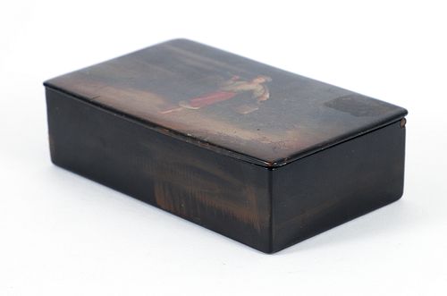 Vintage Imperial Russian Black Lacquer Tea Caddy