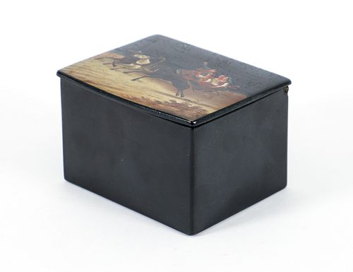 Antique Vintage Imperial Russian Black Lacquer Box