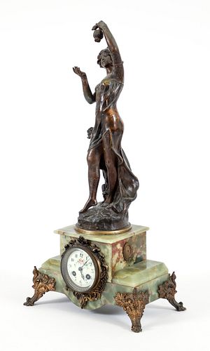 Marble Mantel Clock with Charles Ruchot Figure