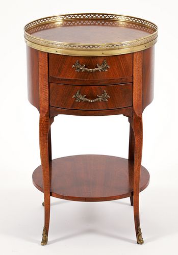 Baker Round Top 2 Drawer Side Table