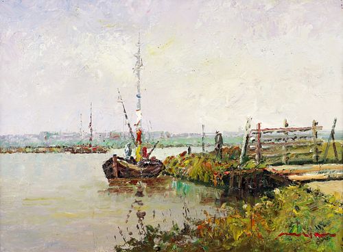 T. Morgan painting Sailboat at the Landing