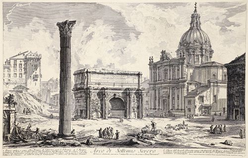 Piranesi Etching Arch of Septimius Severus from Views of Rome