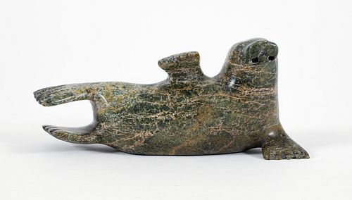 Inuit Carved Soapstone Reclining Seal