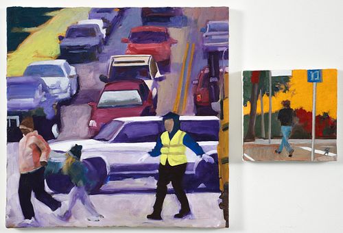 Pair of Steven Boksenbaum Street Crossing Paintings