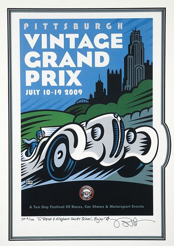 Burton Morris Signed Pittsburgh Grand Prix Poster 