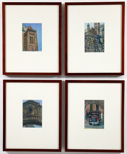 William Pfahl 4 Views of the Pittsburgh Courthouse Pastel Ptgs
