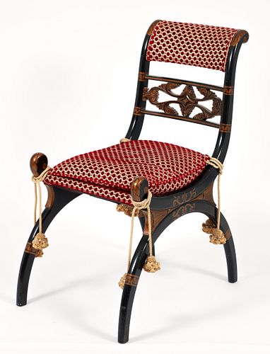 Nadler Furniture Empire Style Ebonized and Gilt Chair