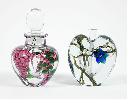 2 Art Glass Perfume Bottles Zellique and Lundberg 