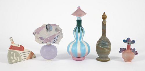 5 Late 20th Century Studio Pottery and Art Glass Vessels 