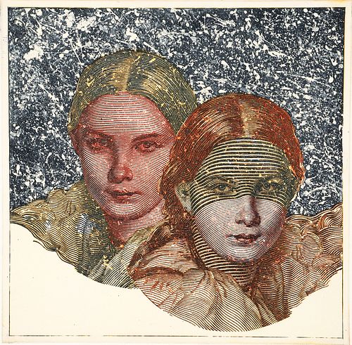 W. P. Eberhard Eggers Color Etching Signed Twins 1973