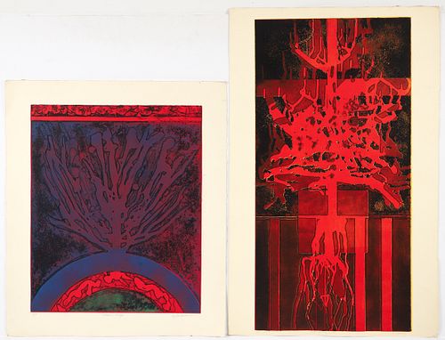 Pair of Bunny Goldman Intaglio Prints on Paper 1972