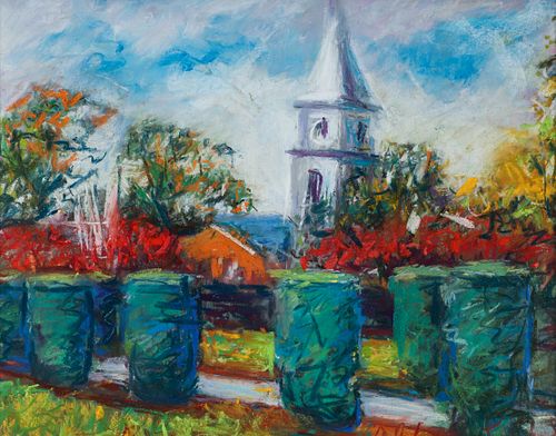 Adelaide LaFond pastel Autumn Church Steeple 