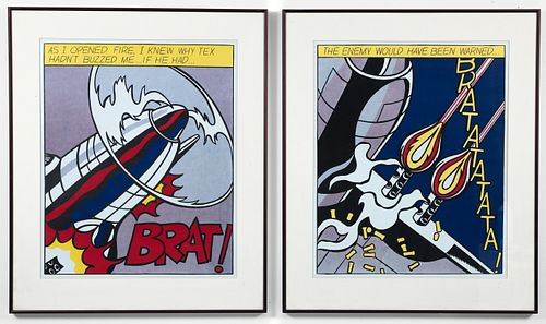 After Roy Lichtenstein, 2 printed copies As I Opened Fire