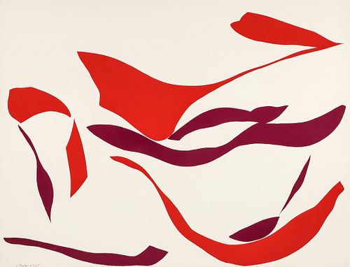 Ray Parker Untitled Abstract Red Purple 1980 Screenprint