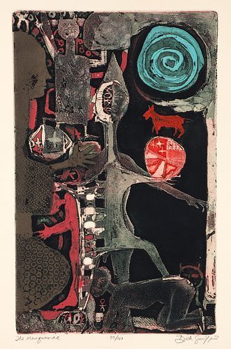 Dick Swift The Masquerade Color Etching 1972