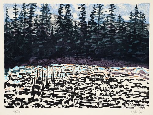 Jack Wise 1995 Woodblock British Columbian Landscape