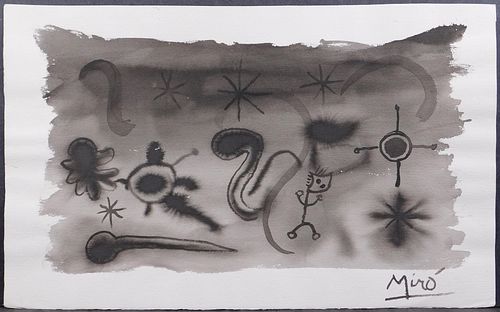 Joan Miro Attributed: Abstract Composition with Small Figure